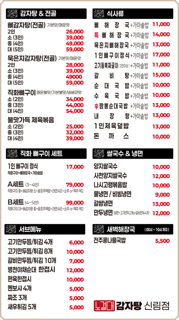 menu price